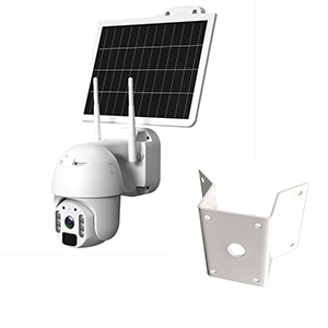 Camera 4G extérieur motorisée FULL HD 1080P solaire blanc, vision 92° IR, contrôlable à distance + support pour angle droit, nano SIM 300Mo offert